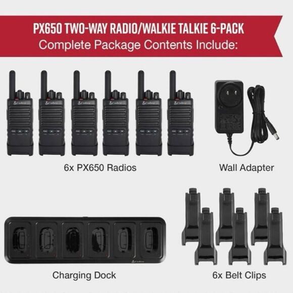 Cobra PX650 Two-Way Radio 6-Pack Walkie Talkies Long Range Rechargeable NEW - Picture 6 of 15